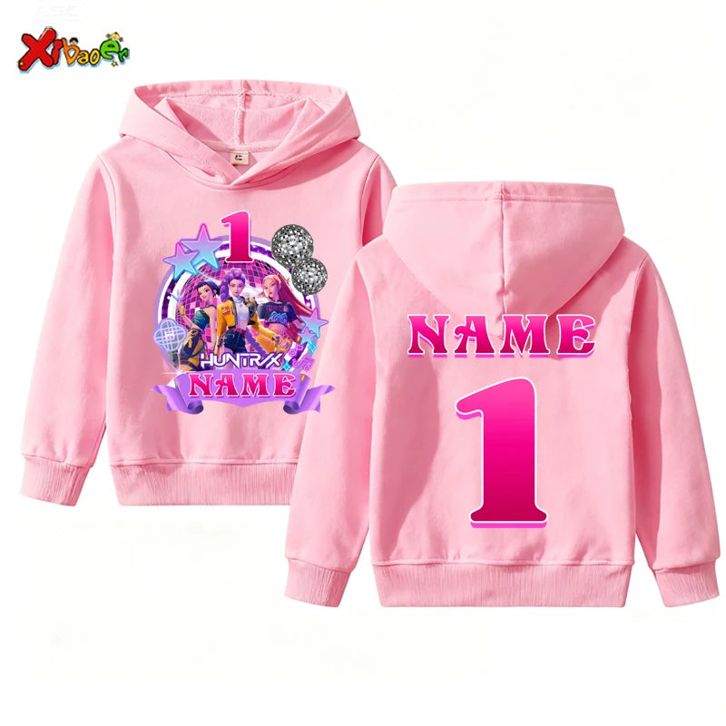 Kpop Hunter Girls Birthday Hoodies Girl Party Outfits Teen Girl Hoodie Kids Hooded Children Sweatshirt Birthday Tutu Set 5th 6th