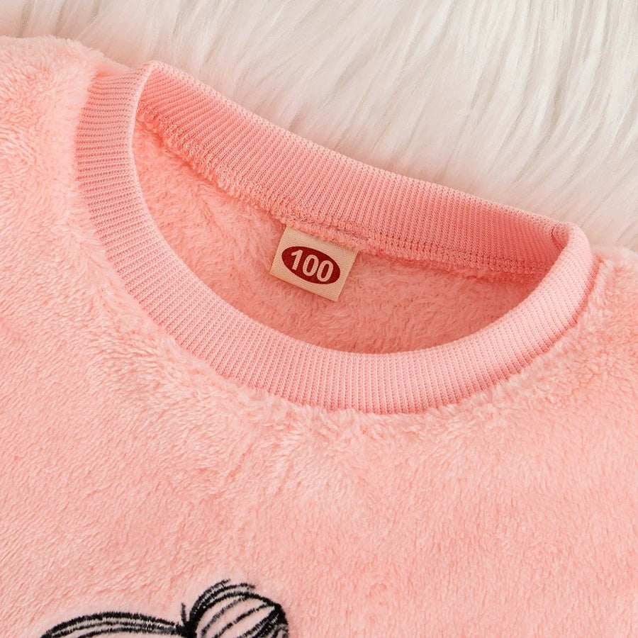 Kids Girls' Winter Outfit Set Long Sleeve Round Neck Top & Pants Costumes Girls Clothes For Toddlers Children Clothing 2 To 8
