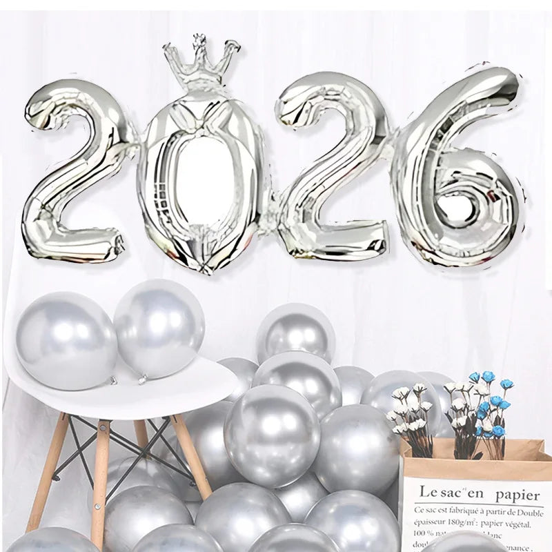 2026 Number Foil Balloons for Happy New Year Eve Party Decoration Photo Booth Props Supplies Christmas Home Decor Navidad 2025