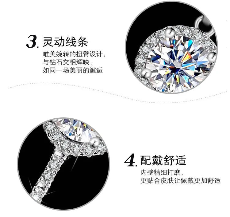 s925 sterling silver four-leaf clover necklace, silver pendant, Moissanite necklace, classic for women