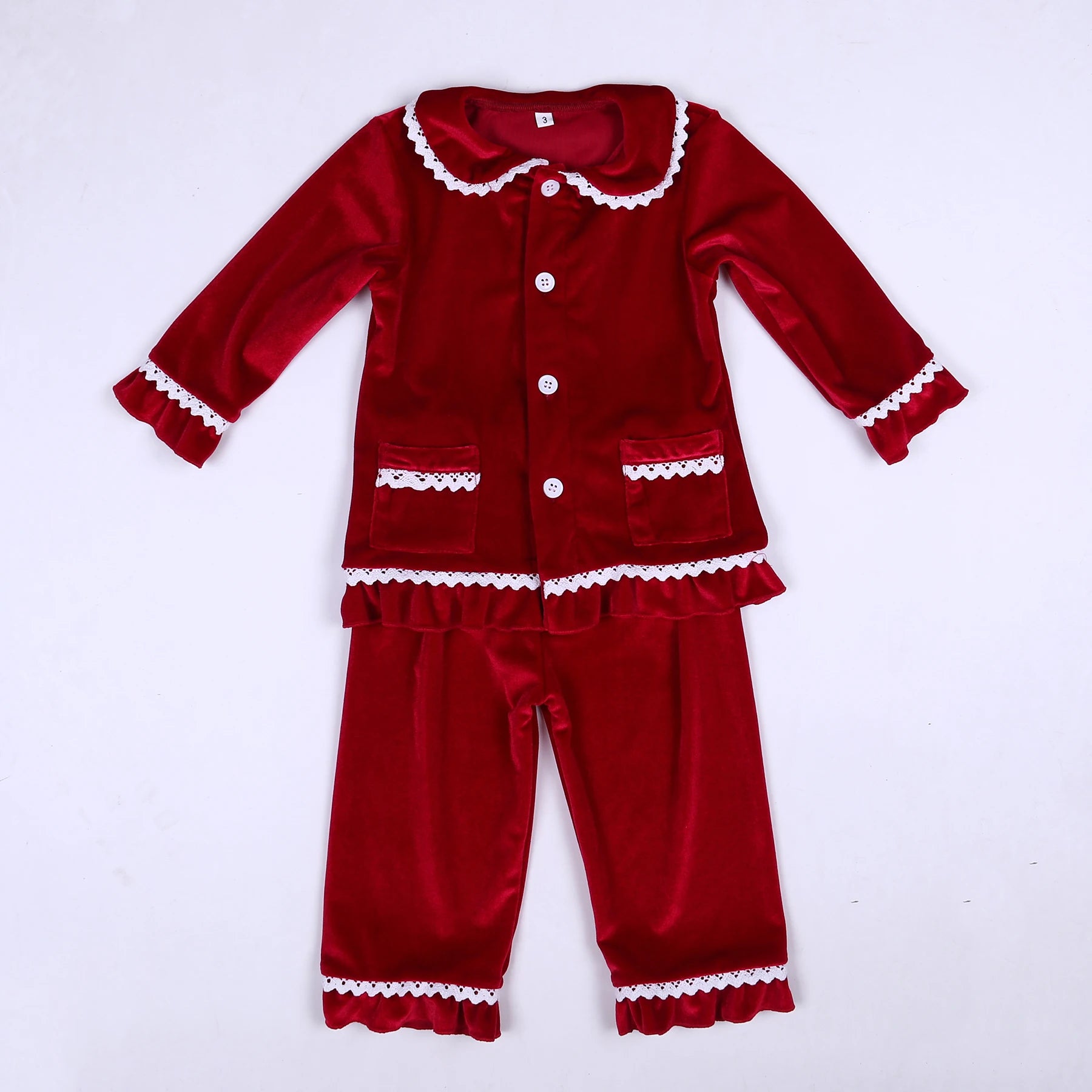 2025 winter family christmas matching outfits loungewear kids girls boys red velvet pyjamas fille cream white pjs set sleepwear