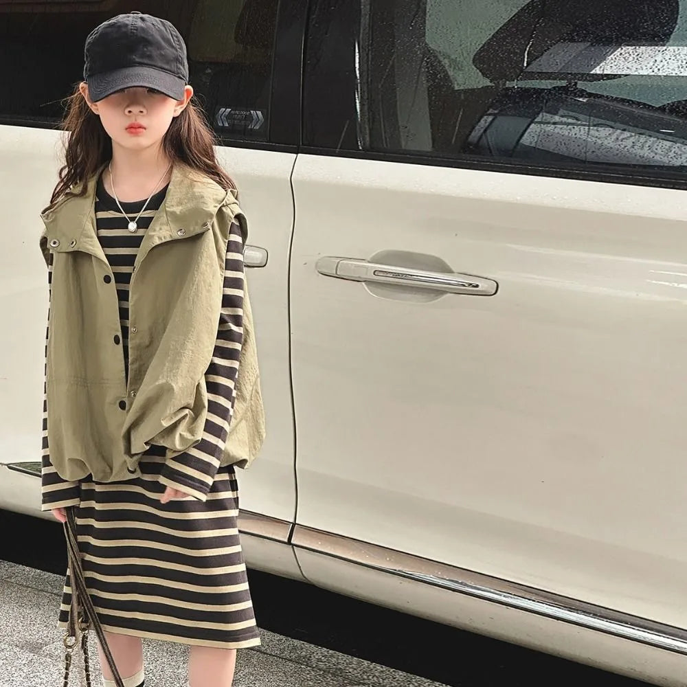 Two Pieces Set Y2K Children's Wear Suit Slim Fit Sweet Waistcoat Dress Suit Teens Autumn Summer Girls Clothes Set Kids