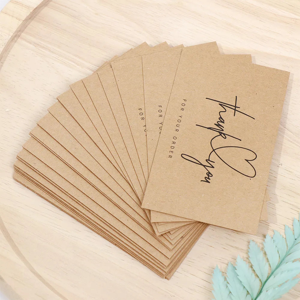 For Small Business Online Retail Greeting  Labels "Thank You For Your Order" Postcards Express Appreciate Kraft Paper Cards