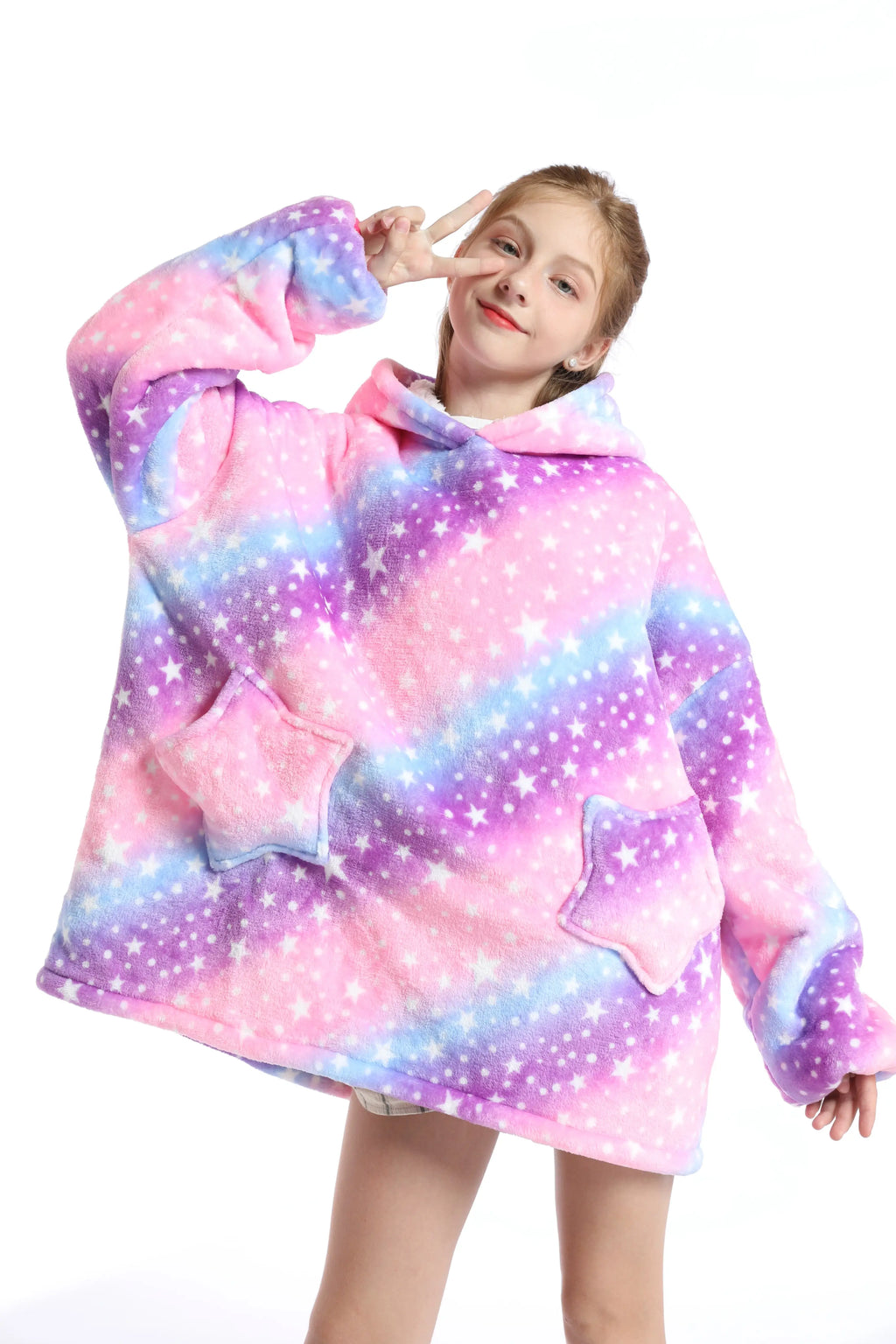 Kids Hoodie Oversized Blanket with Sleeves Panda Giraffe Kigurumi Boy Sweatshirt Teenage Girl Hoodie Children Warm Clothes