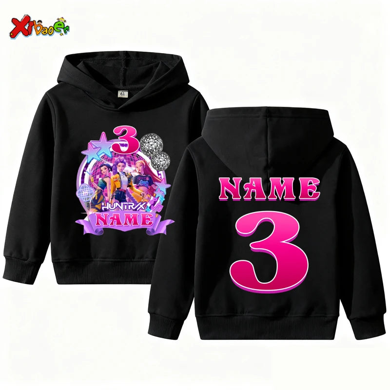Kpop Hunter Girls Birthday Hoodies Girl Party Outfits Teen Girl Hoodie Kids Hooded Children Sweatshirt Birthday Tutu Set 5th 6th