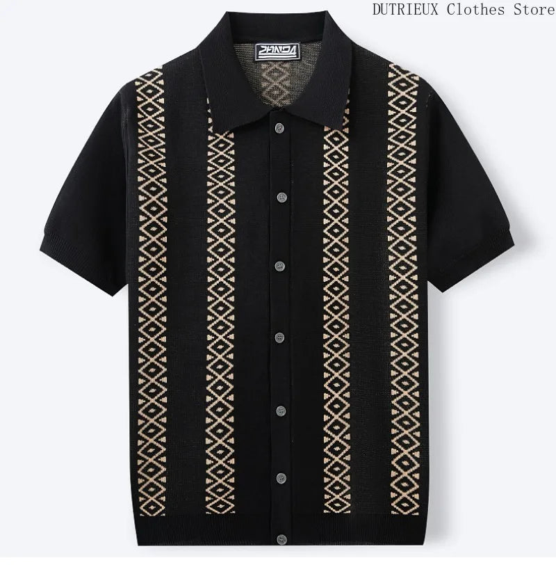 Men's Luxury Polo Shirt | High Quality Three-dimensional Tailoring Slim Temperament Men's Knit Shirt, Business Casual T-shirt