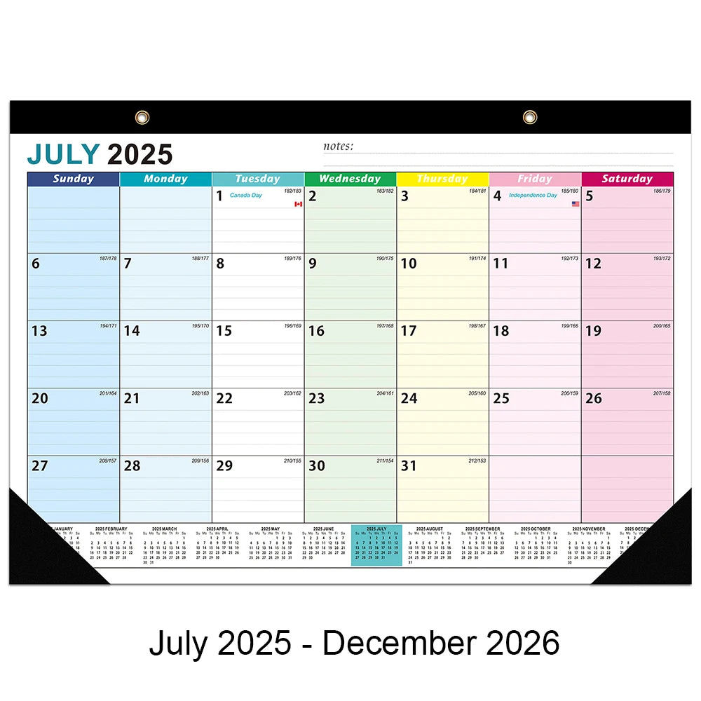 Newest 2026 Calendar 18-month From 2025 July To 2026 December Daily Weekly Monthly Planner Agenda Organizer Home Wall Calendar