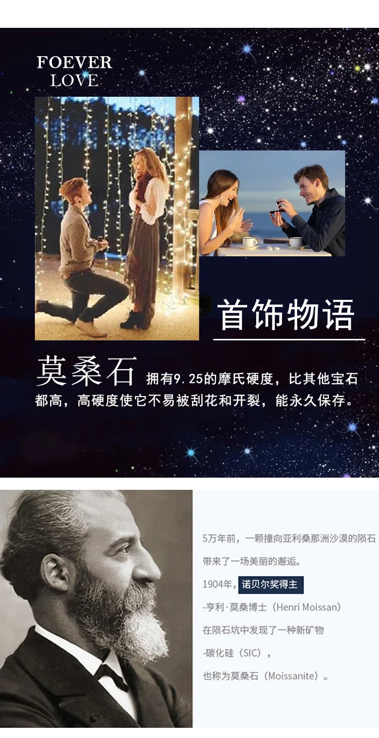 s925 sterling silver four-leaf clover necklace, silver pendant, Moissanite necklace, classic for women