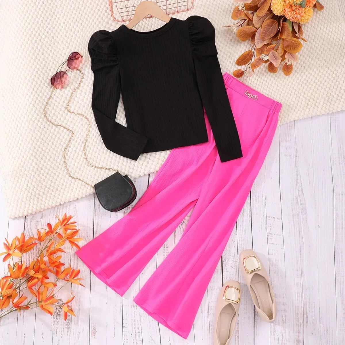 Teen Girls Clothing Set Long Sleeve Spring Autumn Contrast Color Children Outfits Casual Soft Comfort Girls Suit 8 9 10 11 12Y