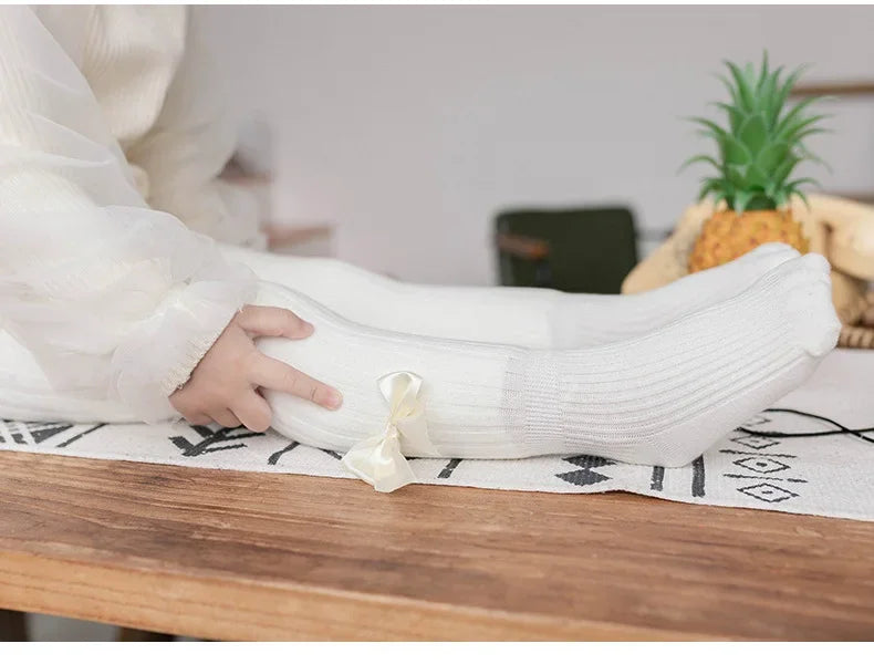 Winter Velvet Warm Tights For Girls Winter Cute Bowknot Cotton Children Pantyhose Newborn Toddler Baby Girls Tights 0 To 10 Yrs