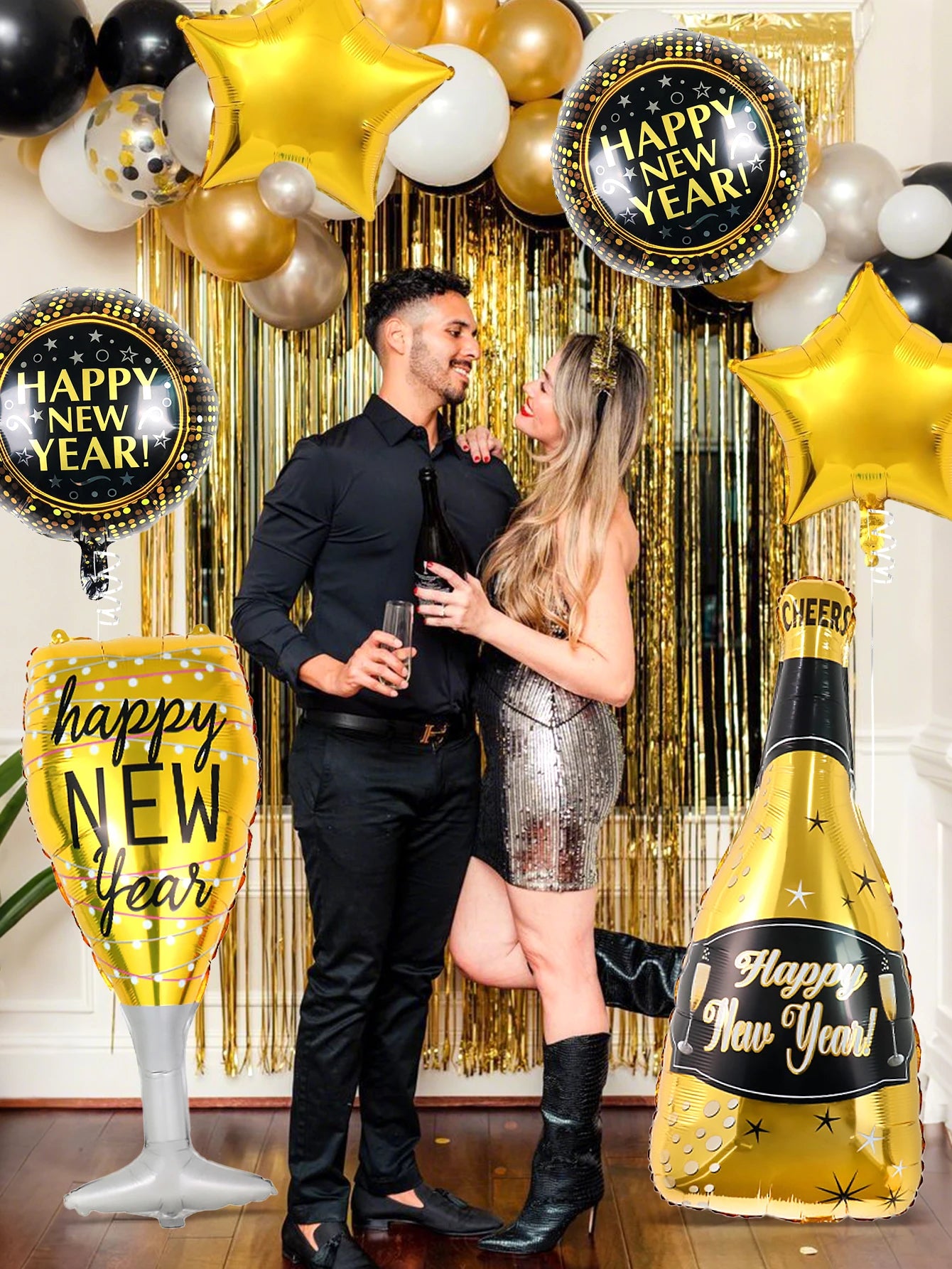 6pcs/set 2026 New Year balloon kit, suitable for New Year party, 2026 New Year decoration, 2026 New Year's Eve party supplies