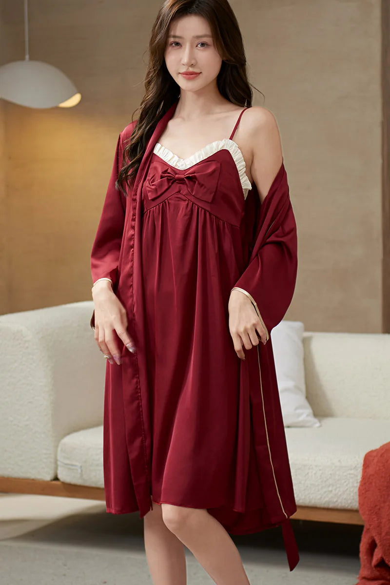 Couple Lounge Sleep Wear Silk Pajamas Set Men Shirt Pants Women Sling Nightdress Robes Wedding Sleepwear