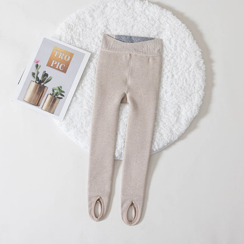 Winter warmer Tights For Girls Children Stockings Dancing Pantyhose Baby child Plus velvet stripe Polar Fleece Lining Leggings