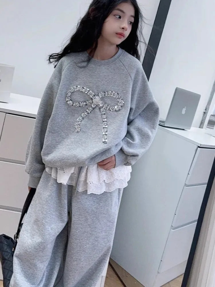 Sweatshirt Set Top & Pants 2-Piece 2025 Girl Autumn Winter Clothes Boutique Clothing Children's Setup Girls's Sets 4yrs Suit