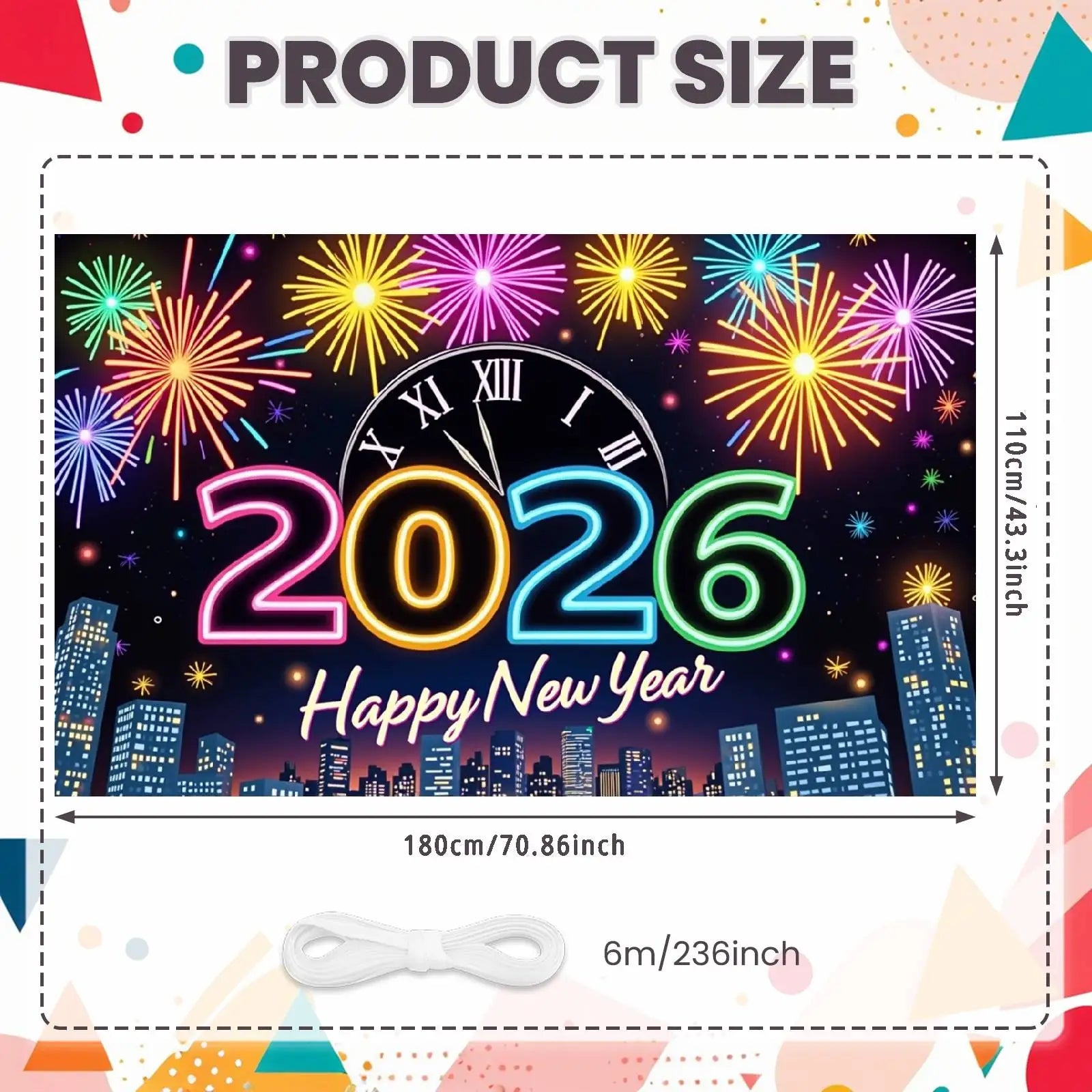 2026 Happy New Year Party Decor Background New Year Champagne New Year Eve Party Cake Table Decor Happy New Year Backdrop Gift