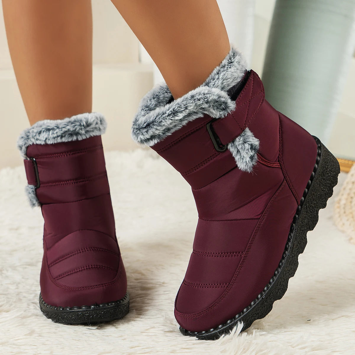 Women's Winter Boots for Women 2025 New Faux Fur Long Plush Snow Boots Woman Platform Shoes Warm Cotton Couples Ankle Boots