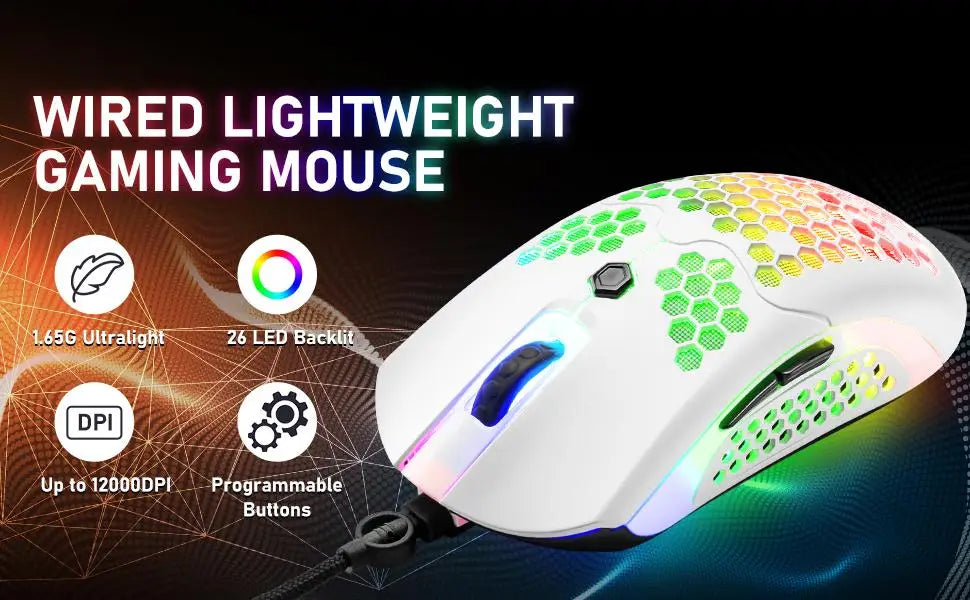 80% Mechanical Gaming Keyboard and Mouse Mousepad &Rainbow Backlit 12000 DPI Lightweight Gaming Mouse with Honeycomb Shell Set