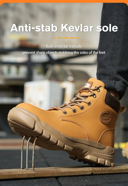 High-top PU anti-smash anti-puncture breathable safety shoes
