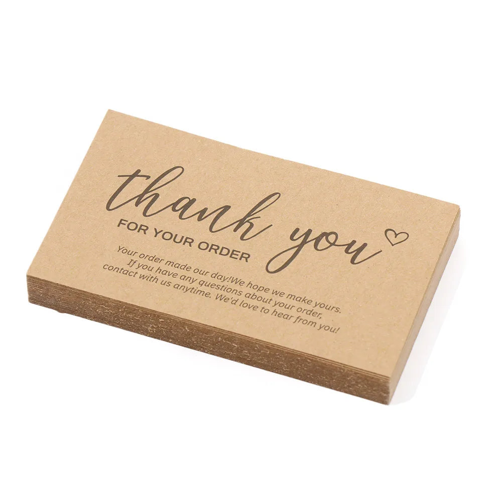 For Small Business Online Retail Greeting  Labels "Thank You For Your Order" Postcards Express Appreciate Kraft Paper Cards
