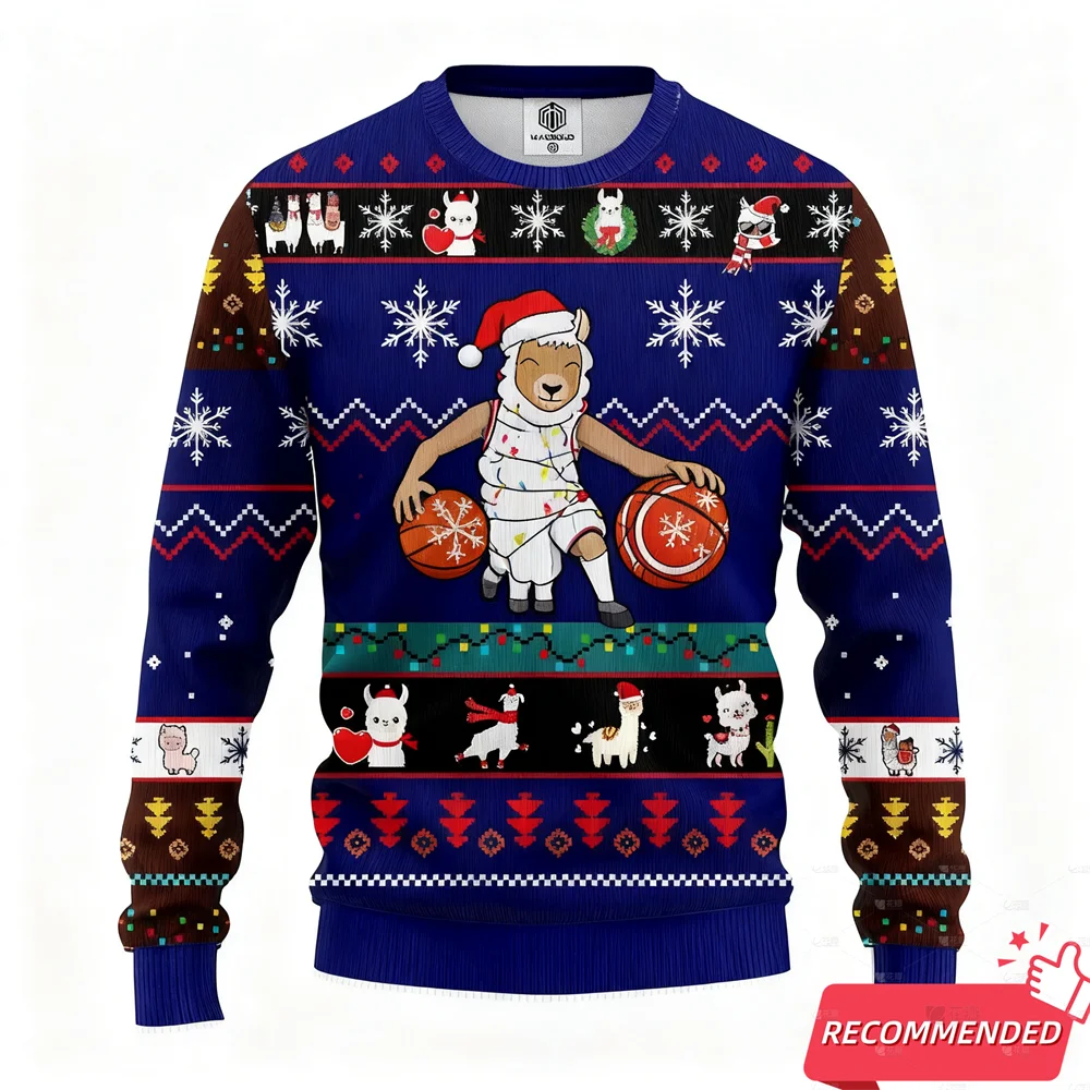 New Ugly Christmas Sweater For Women Clothing Fashion Basketball Santa Mens Funny Ugly Sweater Xmas Sweatshirt Unisex Jumper Top