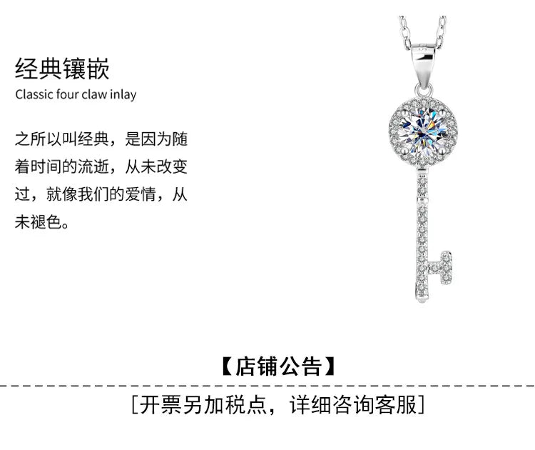 s925 sterling silver four-leaf clover necklace, silver pendant, Moissanite necklace, classic for women
