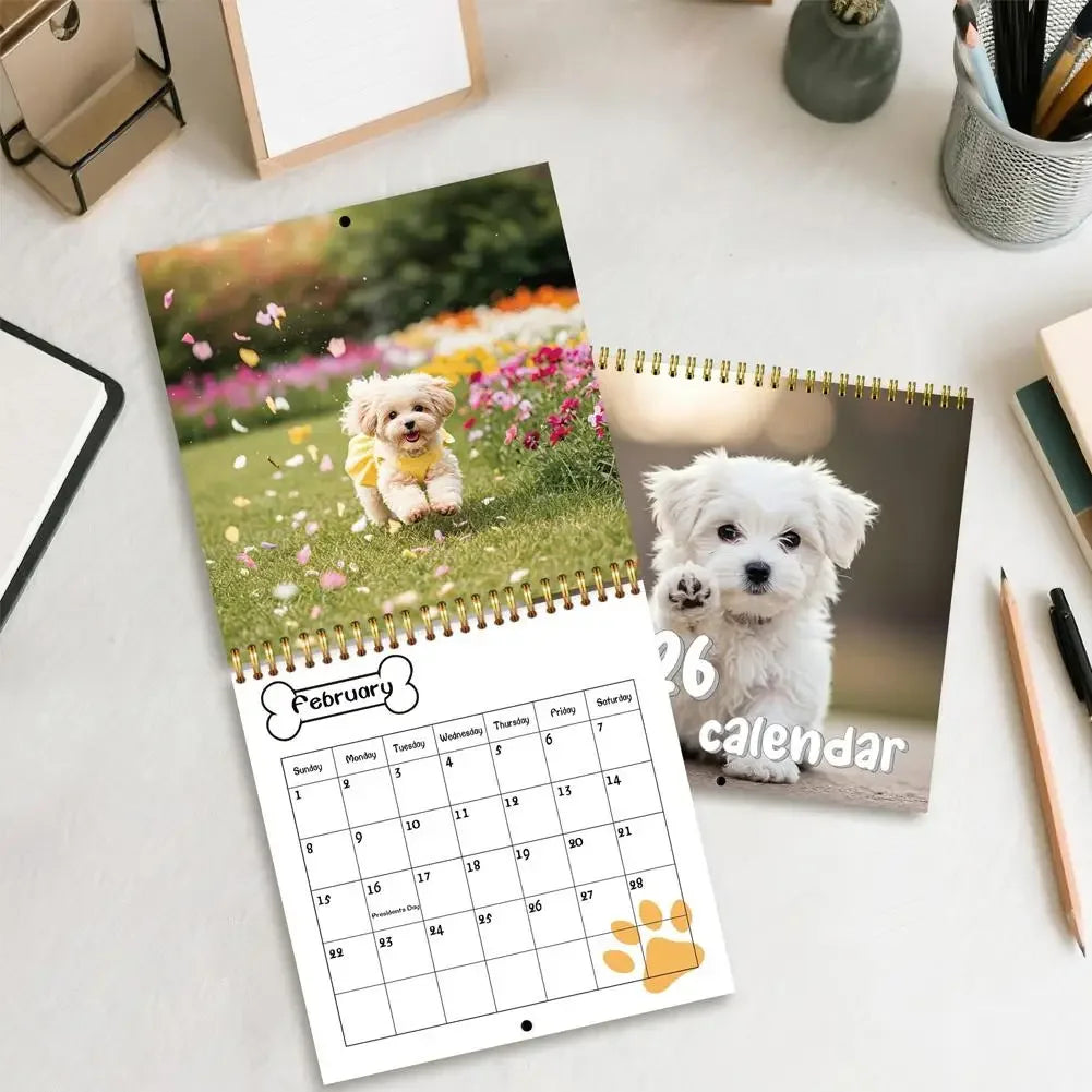 2026 New Dogs Calendar - Year Monthly Planner & Agenda Schedule Organizer Wall Calendar Decoration Funny Party Gifts For Friends