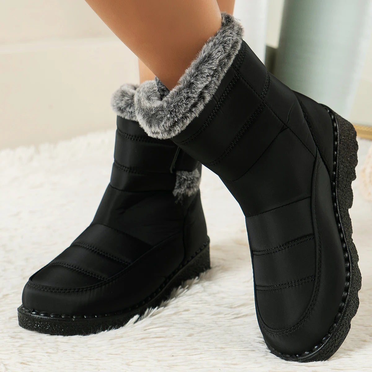 Women's Winter Boots for Women 2025 New Faux Fur Long Plush Snow Boots Woman Platform Shoes Warm Cotton Couples Ankle Boots