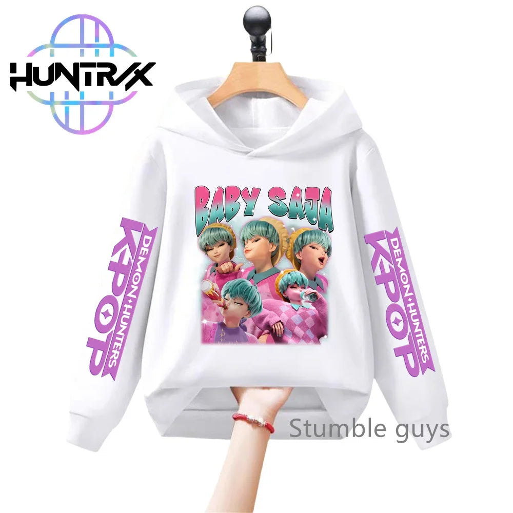 3-12Y Kids Hoodie KPop Demon Hunters Spring Autumn Sportswear Warm Print Casual Fashion Boys Clothes Girls
