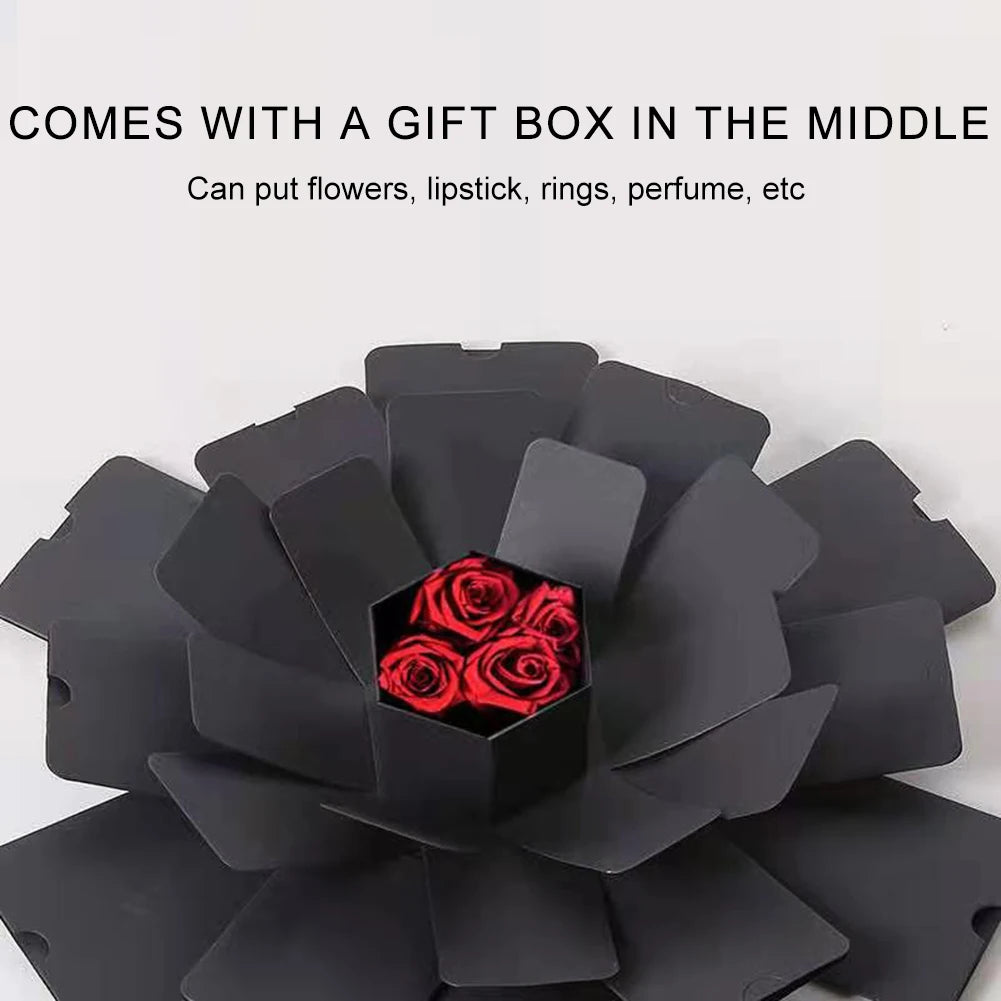 Hexagonal Explosion Box with Photo Album DIY Surprise Explosion Box Handmade Creative for Valentine Day Wedding Proposal