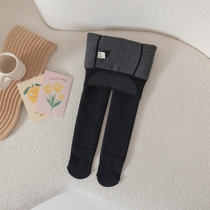 Winter warmer Tights For Girls Children Stockings Dancing Pantyhose Baby child Plus velvet stripe Polar Fleece Lining Leggings