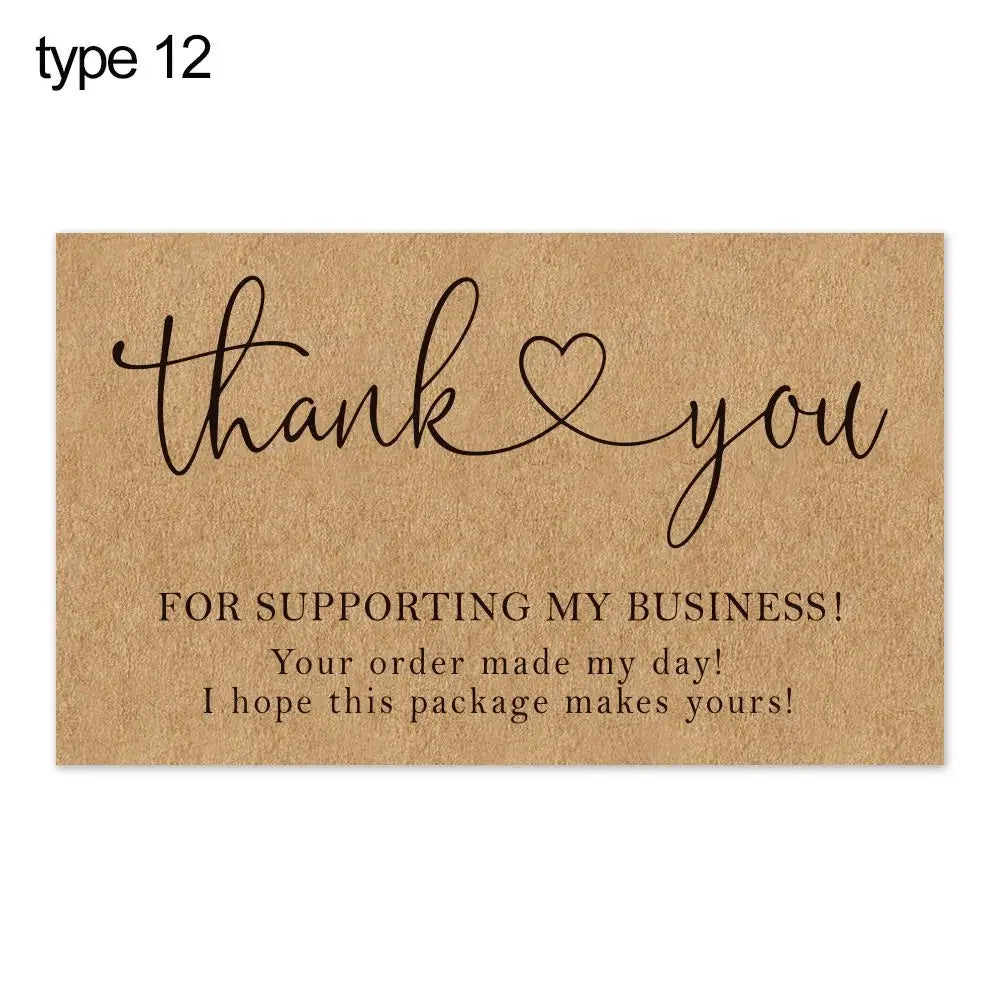 For Small Business Online Retail Greeting  Labels "Thank You For Your Order" Postcards Express Appreciate Kraft Paper Cards