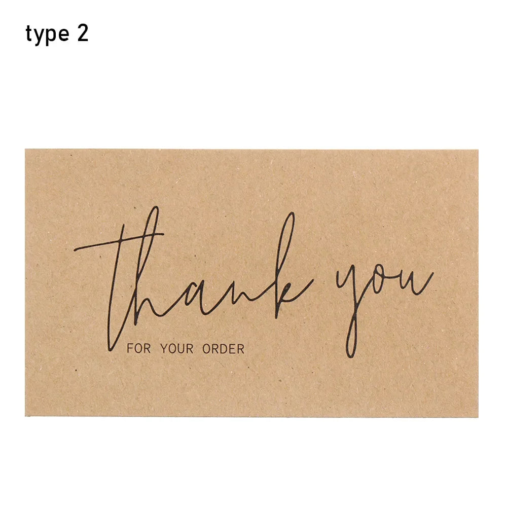 For Small Business Online Retail Greeting  Labels "Thank You For Your Order" Postcards Express Appreciate Kraft Paper Cards