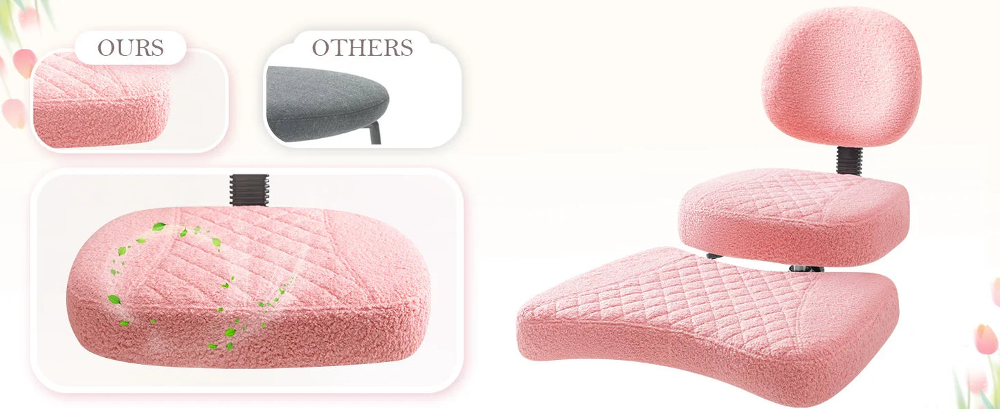 Furmax Ergonomic Criss Cross Legged Office Chair with Wheels, 360°Swivel Adjustable Height Kneeling Desk Chair with Footrest