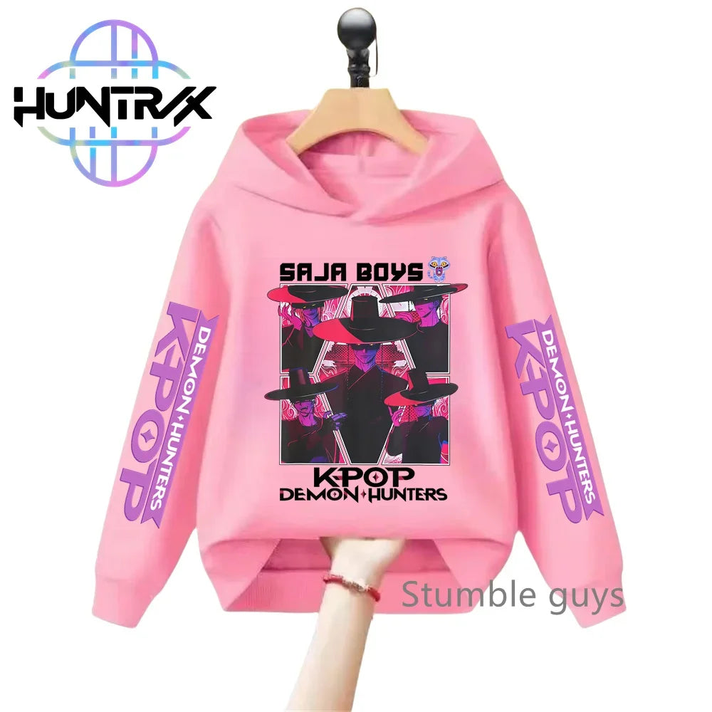 3-12Y Kids Hoodie KPop Demon Hunters Spring Autumn Sportswear Warm Print Casual Fashion Boys Clothes Girls