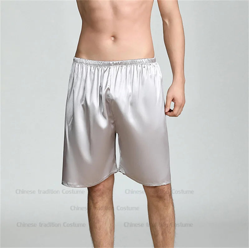 Men Kimono Satin Home Bathrobe Gown Satin Sleepwear Loose Loungewear Lapel Peignoir Homme Loose Nightwear Male Dressing Gown