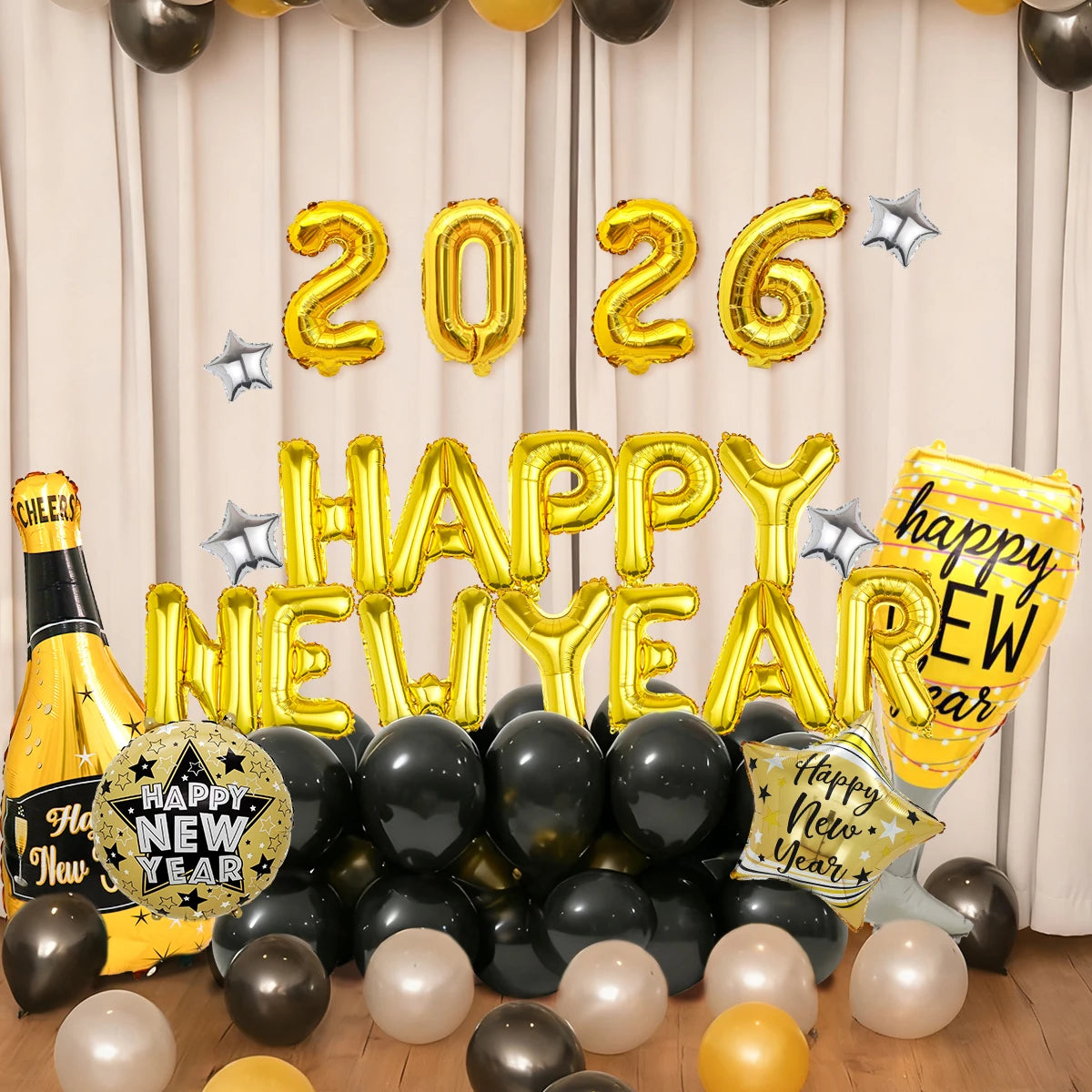 30pcs 2026 New Year balloon set, suitable for New Year party decorations and 2026 Happy New Year party decoration props