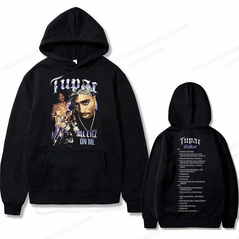 Tupac 2pac Hoodie Men's and Women's Sweatshirts Printed Streetwear Hip-hop Style Autumn and Winter Fashion Hip-hop Tops Clothes