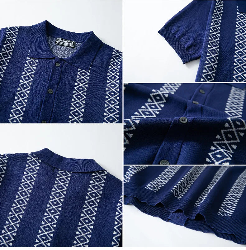 Men's Luxury Polo Shirt | High Quality Three-dimensional Tailoring Slim Temperament Men's Knit Shirt, Business Casual T-shirt