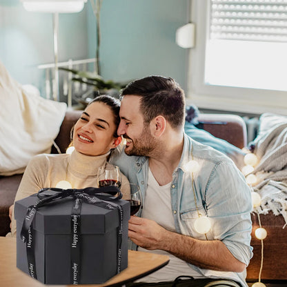 Hexagonal Explosion Box with Photo Album DIY Surprise Explosion Box Handmade Creative for Valentine Day Wedding Proposal