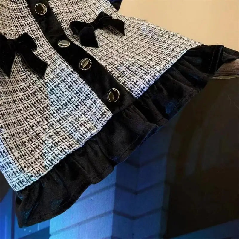 New Girls Autumn Winter Plaid Three Piece Set Solid Long Sleeves Top Boutique Vest Sister Matching Fashion Shorts for Girl