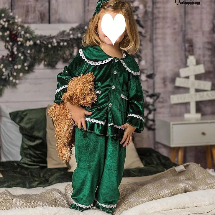 2025 winter family christmas matching outfits loungewear kids girls boys red velvet pyjamas fille cream white pjs set sleepwear