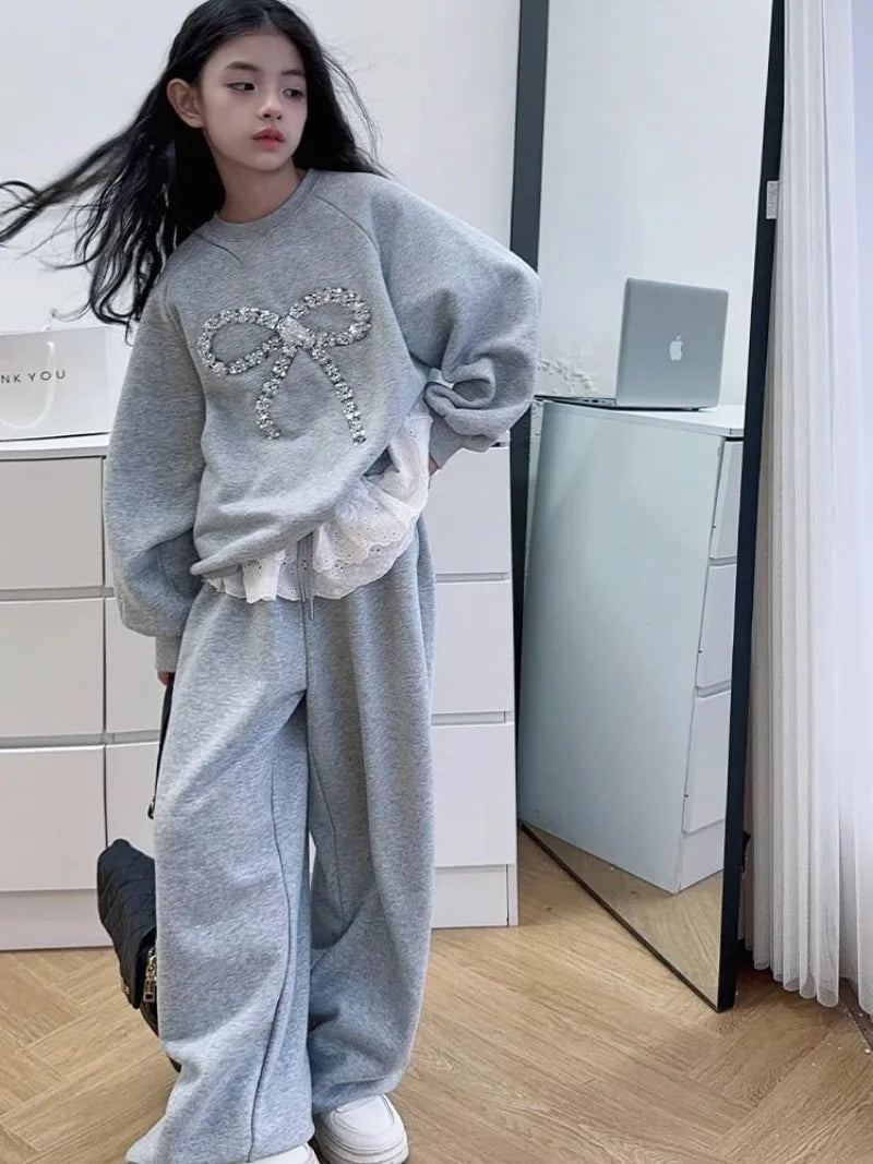 Sweatshirt Set Top & Pants 2-Piece 2025 Girl Autumn Winter Clothes Boutique Clothing Children's Setup Girls's Sets 4yrs Suit