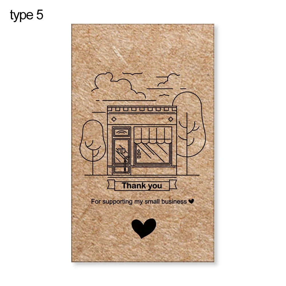 For Small Business Online Retail Greeting  Labels "Thank You For Your Order" Postcards Express Appreciate Kraft Paper Cards