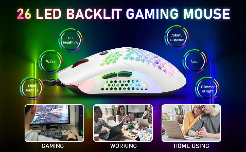 80% Mechanical Gaming Keyboard and Mouse Mousepad &Rainbow Backlit 12000 DPI Lightweight Gaming Mouse with Honeycomb Shell Set