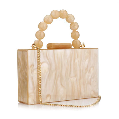 Fashion Acrylic Beading Clutch Handbag For Women Wedding Party Square Shoulder Bag With Chain Ladies Evening Dinner Dress Purses