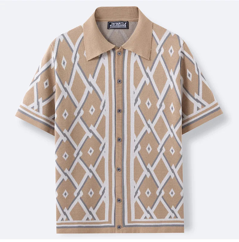 Men's Luxury Polo Shirt | High Quality Three-dimensional Tailoring Slim Temperament Men's Knit Shirt, Business Casual T-shirt