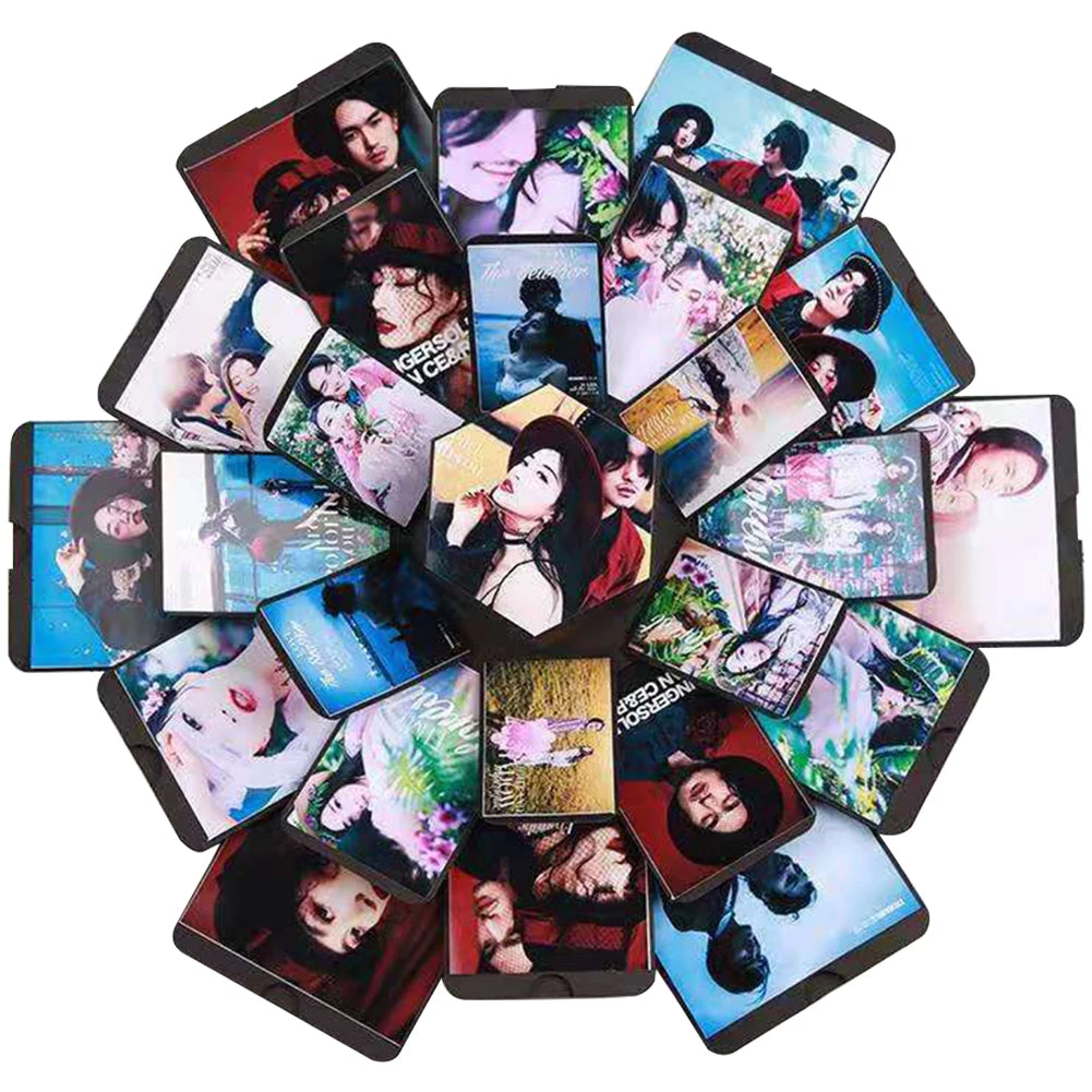 Hexagonal Explosion Box with Photo Album DIY Surprise Explosion Box Handmade Creative for Valentine Day Wedding Proposal
