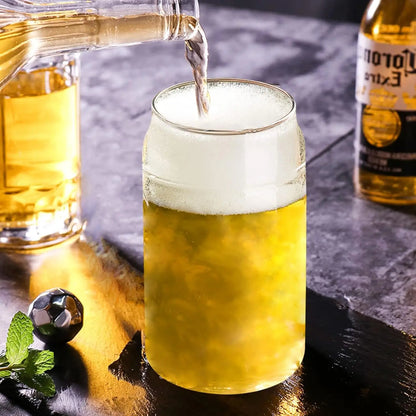 Drinking Glasses with Bamboo Lids and Glass Straw 2PCS Set, 16oz Glass Cups with Lids and Straws, Beer, Iced Coffee Glasses, Sod