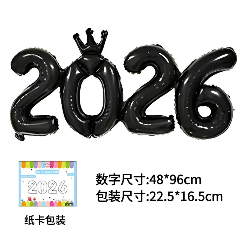2026 Number Foil Balloons for Happy New Year Eve Party Decoration Photo Booth Props Supplies Christmas Home Decor Navidad 2025