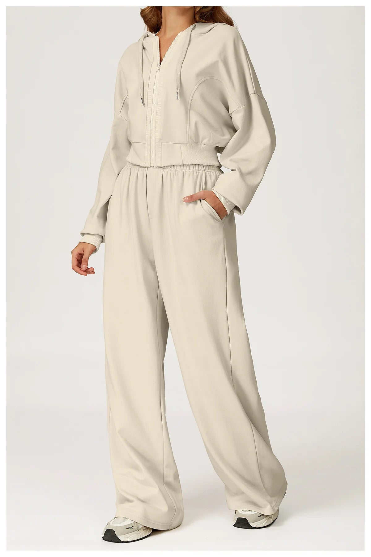 Winter 2-piece Casual Sports Hoodie Set Women's Long Sleeved Loose Yoga Set High Waisted Sweatpants Running and Fitness Set